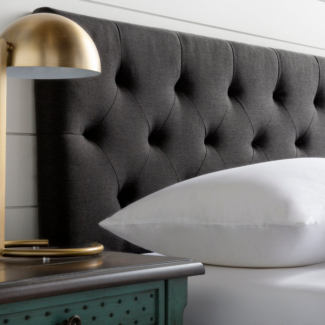 Aijha Upholstered Panel Headboard Lark Manor™ Color: Black Twill Size: Twin