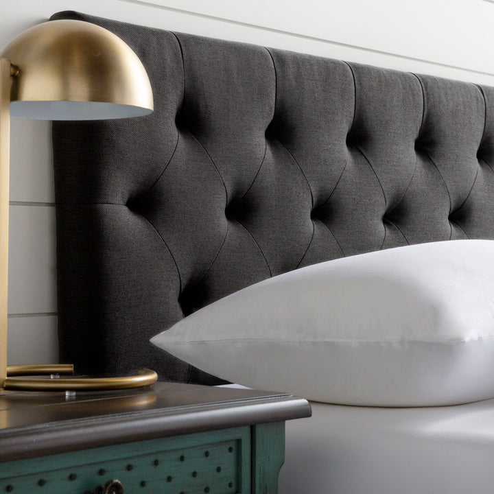 Aijha Upholstered Panel Headboard Lark Manor™ Color: Black Twill Size: Twin