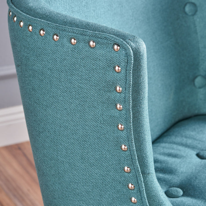 Staas 71.12Cm Wide Tufted Polyester Wingback Chair Charlton Home® Fabric: Dark Teal 100% Polyester