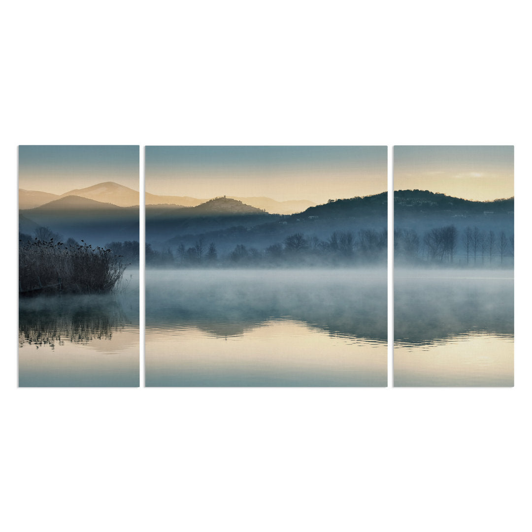 Quiet Morning - 3 Piece Painting Print on Canvas Union Rustic Size: 40" H x 80" W x 1.5" D