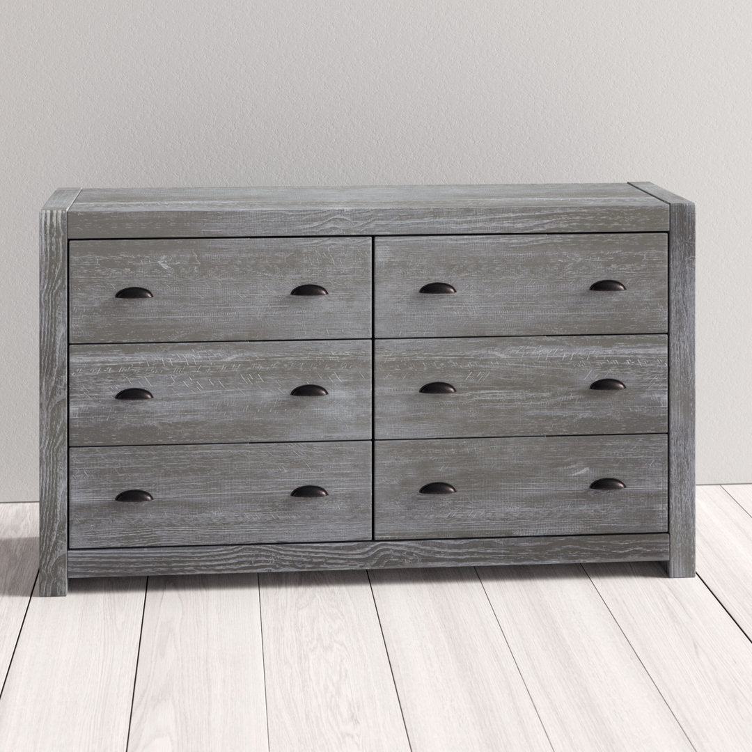 Montauk 6 Drawer Double Dresser Grain Wood Furniture Color: Rustic Gray