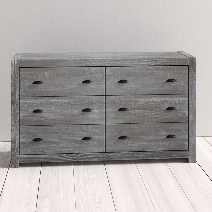Montauk 6 Drawer Double Dresser Grain Wood Furniture Color: Rustic Gray