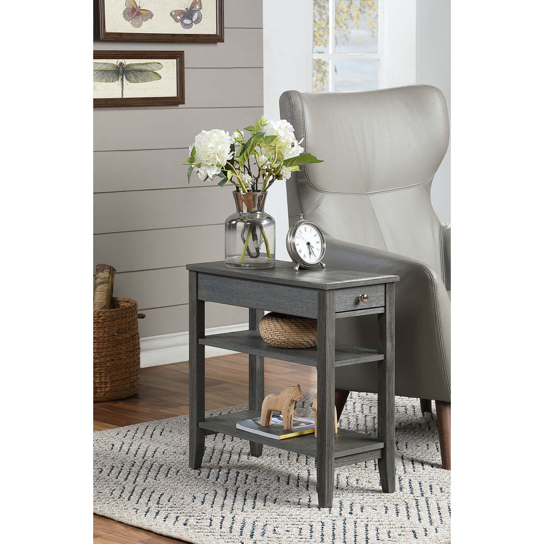 Carbin End Table with Drawer and Shelves Winston Porter Color: Dark Gray Wirebrush