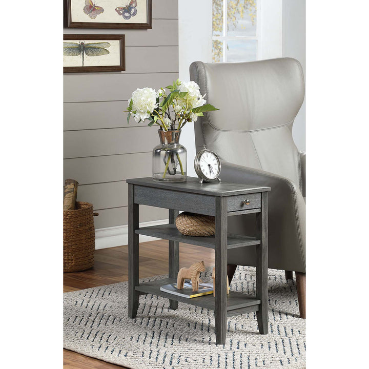 Carbin End Table with Drawer and Shelves Winston Porter Color: Dark Gray Wirebrush