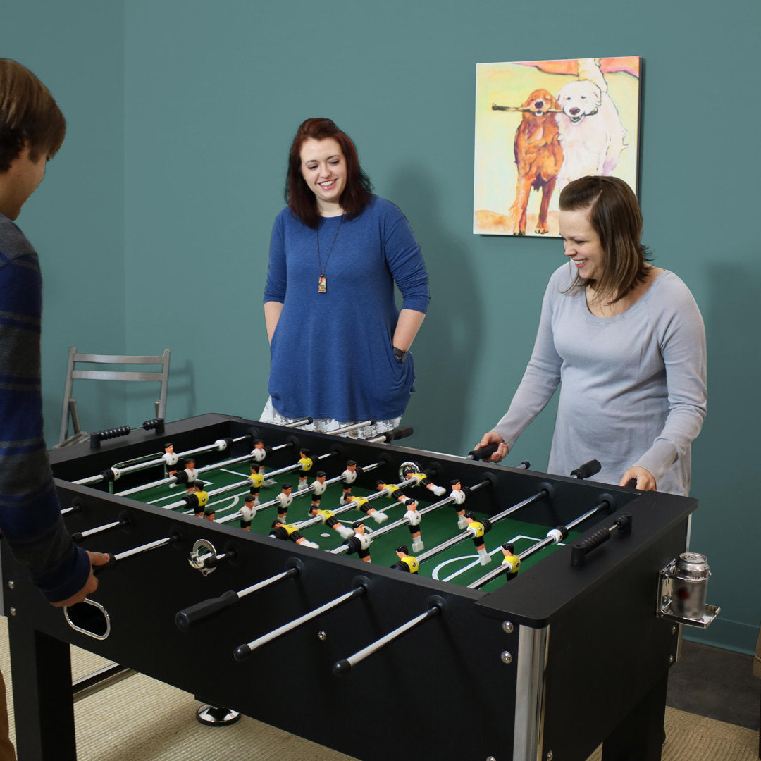 Agosto 55'' 2-Player Indoor Foosball Table with 2 Drink Holders, Black Wade Logan®