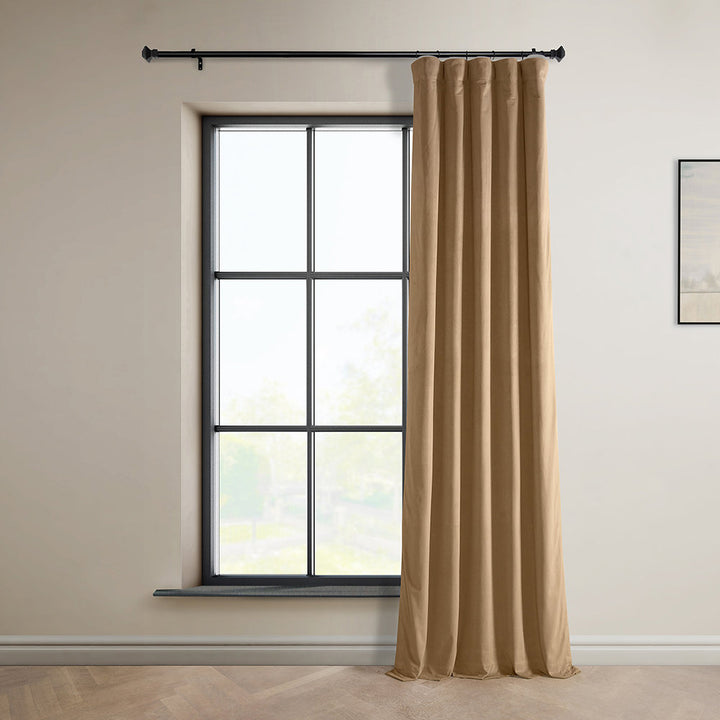 Matra Plush Velvet Curtains for Bedroom - Room Darkening Curtains for Living Room Window Single Panel AllModern Curtain Color: Spiced Rum Size per Panel: 50" W x 108" L