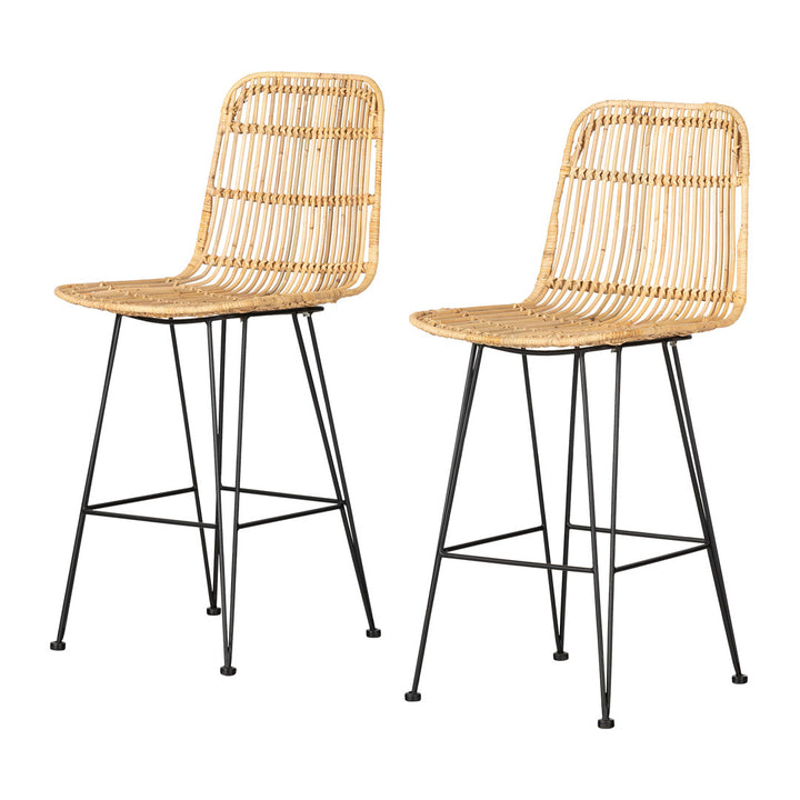 Balka Standard Rattan Counter Stool, Set Of 2 Rattan And Black (Set of 2) South Shore Color: Black/Yellow