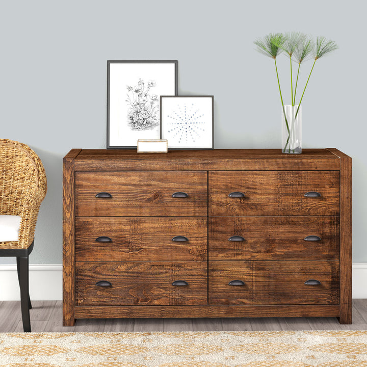 Montauk 6 Drawer Double Dresser Grain Wood Furniture Color: Rustic Walnut