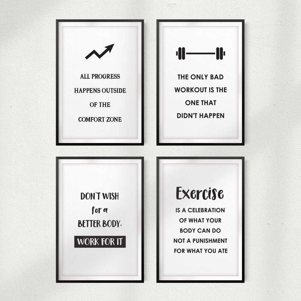 Fitness Inspiration - 4 Piece Picture Frame Textual Art Print Set on Paper Trinx Size: 10" H x 8" W x 0.05" D