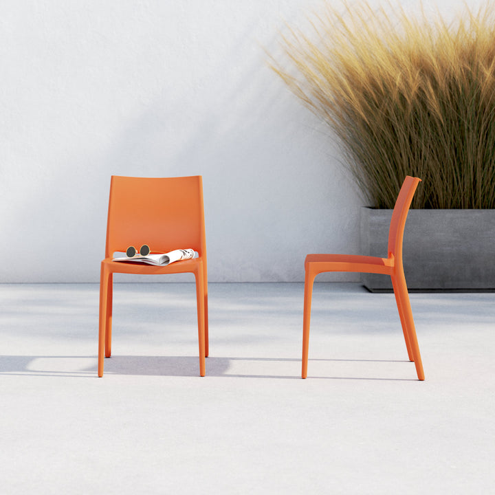 Burt Stacking Patio Dining Side Chair (Set of 2) AllModern Color: Orange