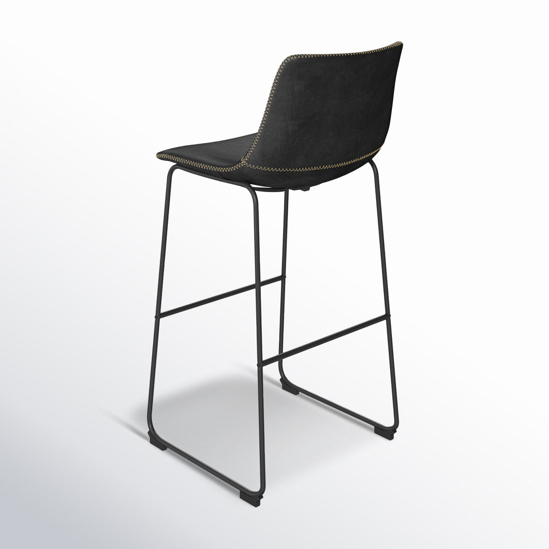 Nia Vegan Leather Bar & Counter Stool (Set of 2) AllModern Frame Color: Black Upholstery: Black Vegan Leather, Seat Height: Bar Stool (29" Seat Height)