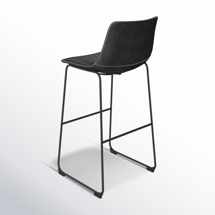 Nia Vegan Leather Bar & Counter Stool (Set of 2) AllModern Frame Color: Black Upholstery: Black Vegan Leather, Seat Height: Bar Stool (29" Seat Height)