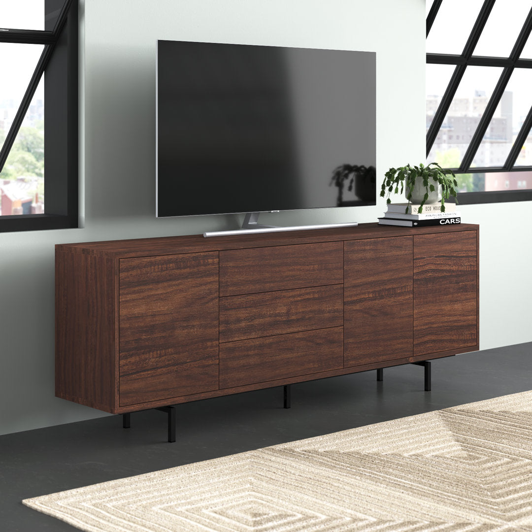 Anirvin TV Stand for TVs up to 88" Wade Logan® Color: Walnut/Black