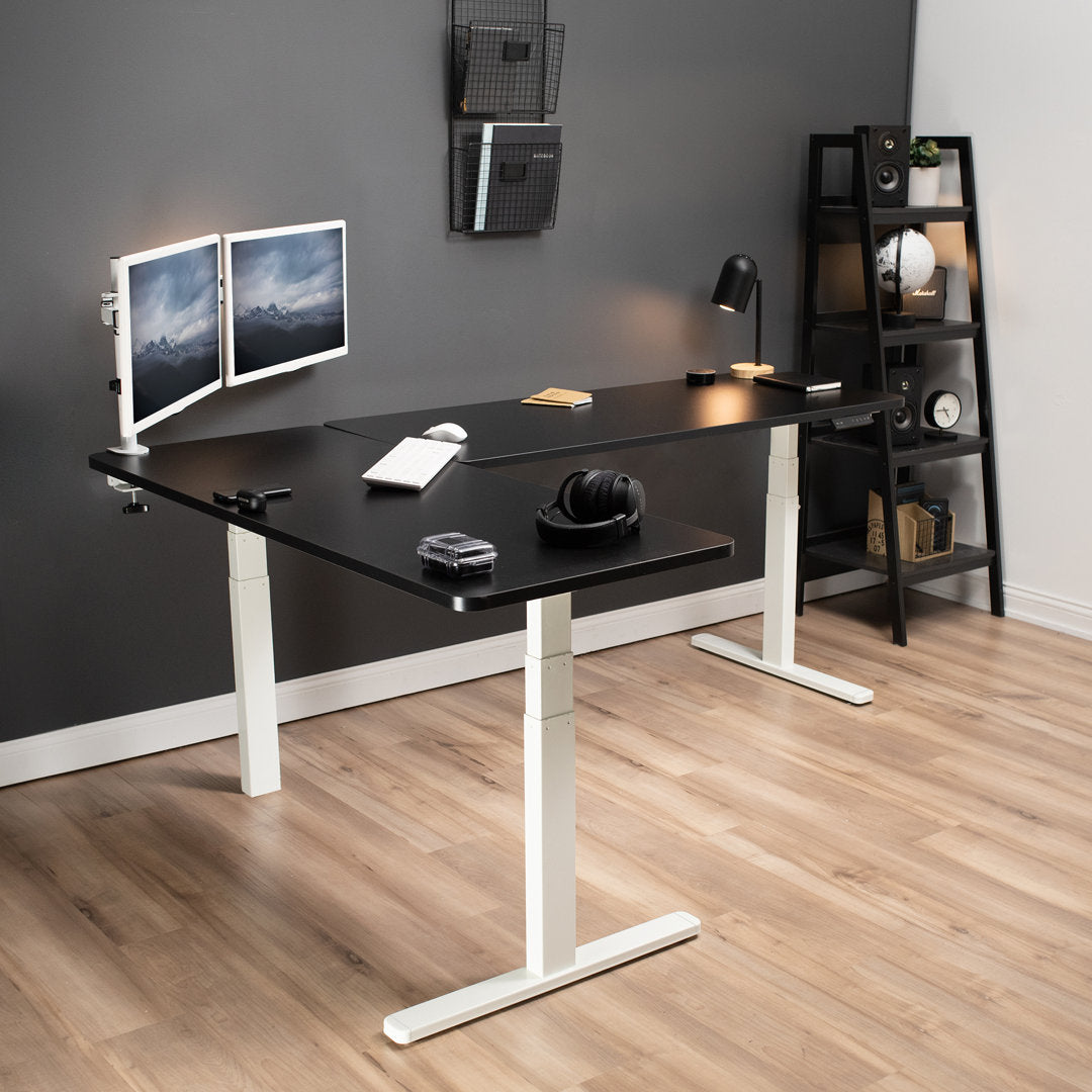 Electric 83" x 60" Stand Up Corner Desk Vivo Color (Top/Frame): Black/White