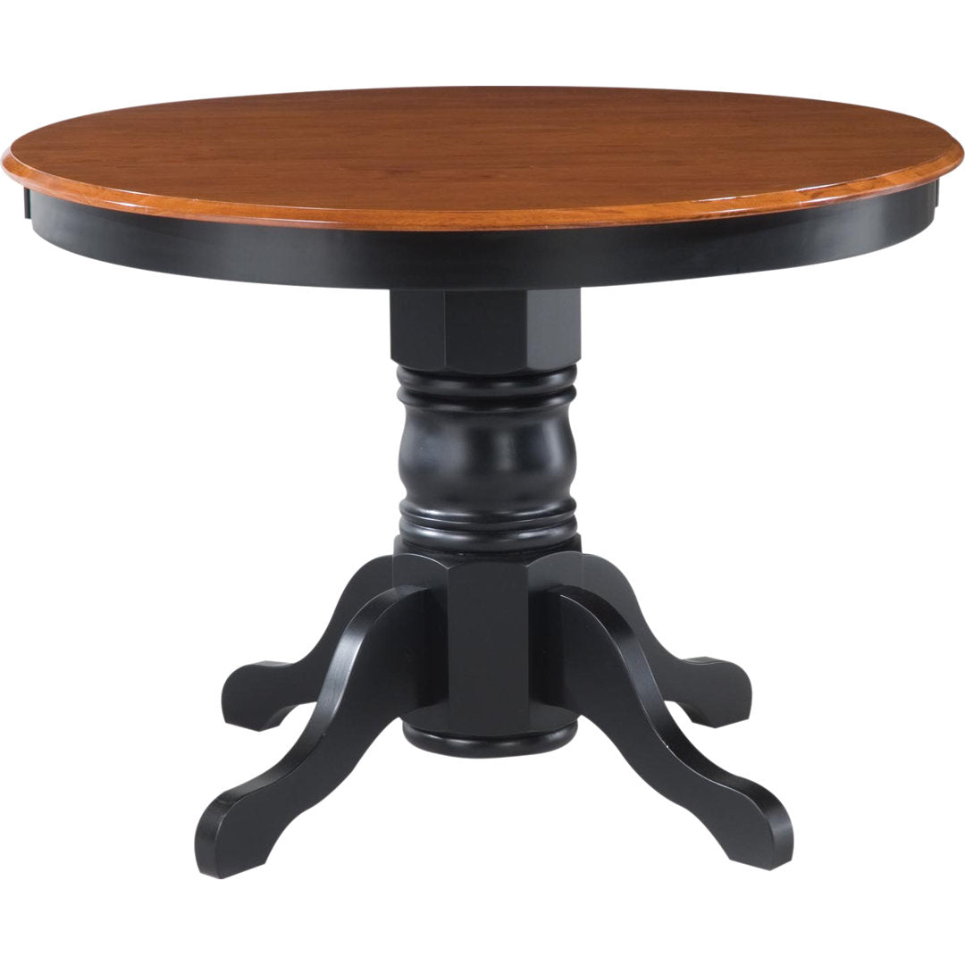 Standridge 42'' Solid Wood Pedestal Dining Table August Grove® Color: Black / Oak