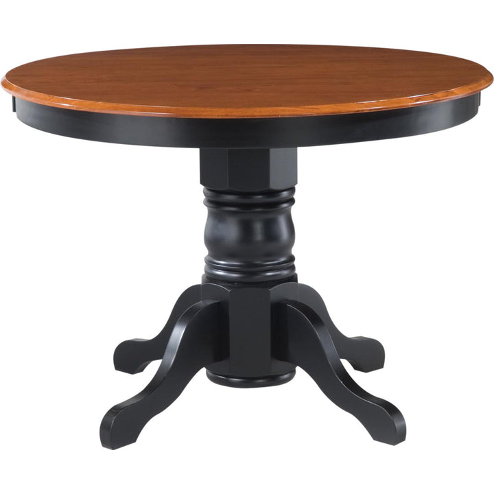 Standridge 42'' Solid Wood Pedestal Dining Table August Grove® Color: Black / Oak