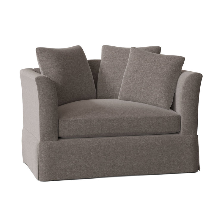 Charlene 50" Wide Armchair Highland Dunes Body Fabric: Crafty Cobblestone, Throw Pillow Fabric: Bocci Spring