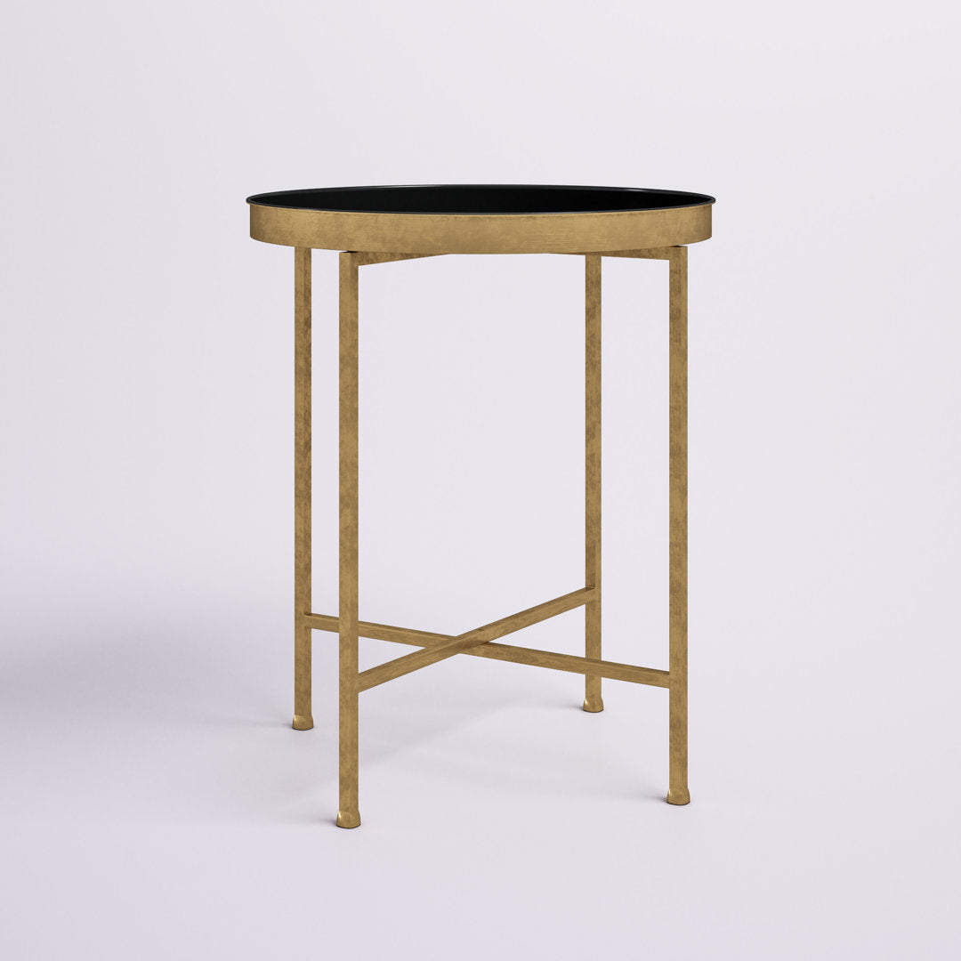 Ekta Tray Top Cross Legs End Table Willa Arlo™ Interiors Table Base Color: Gold, Table Top Color: Black