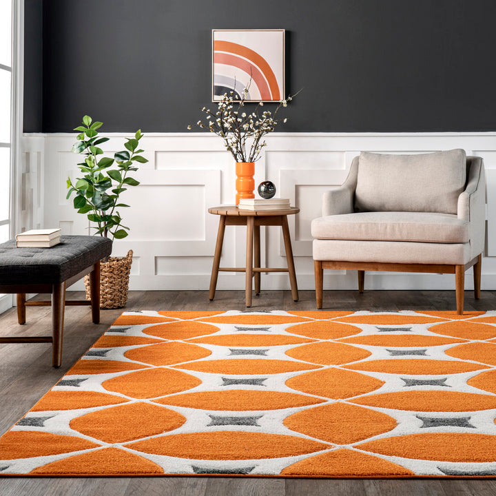 Southam Geometric Accent Rug for Living Room Bedroom Dining Room Entryway Kitchen, Deep Orange/White Wade Logan® Rug Size: Rectangle 2' x 3'