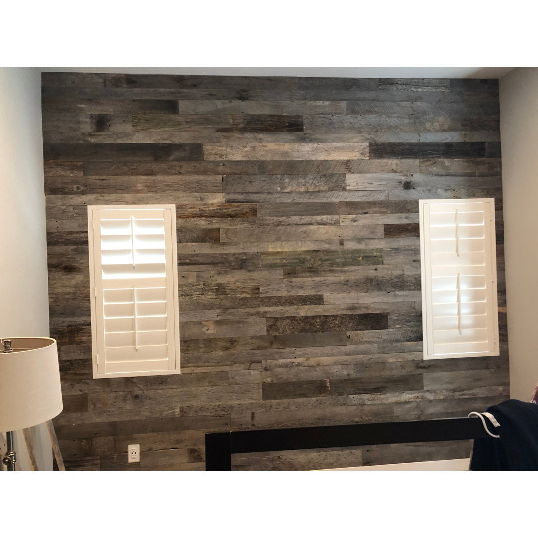 Random Width x Varying Length Barnwood Wall Paneling Vintage Timbers Color: Gray