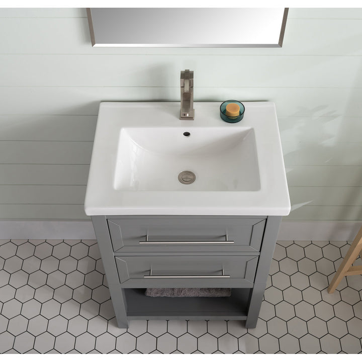 Bickley 24" Single Bathroom Vanity with Ceramic Top Beachcrest Home™ Base Finish: Gray