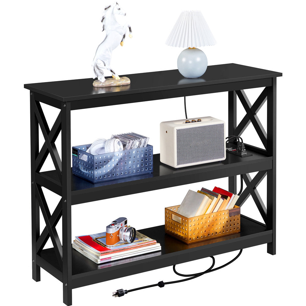 Bergmann 42" Console Table with Power Outlets Beachcrest Home™ Color: Black