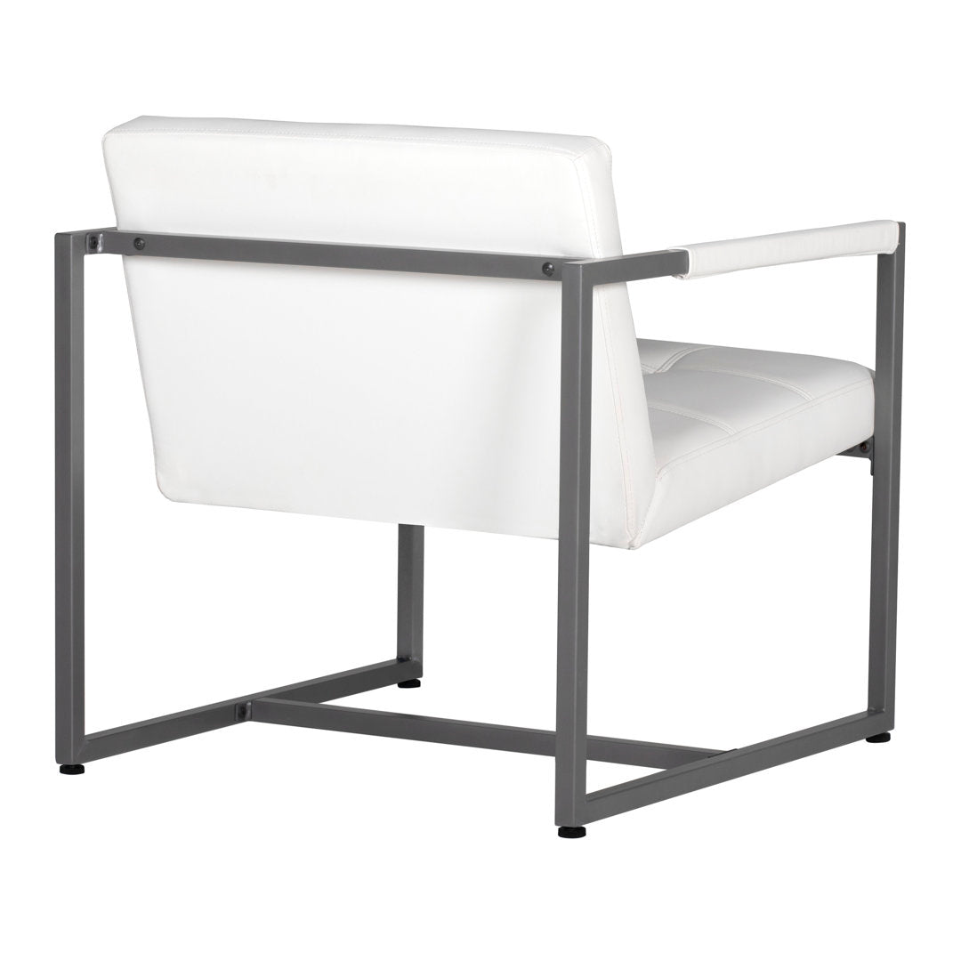 Holbeach 27.5" Wide Tufted Armchair Ivy Bronx Fabric: White Faux Leather