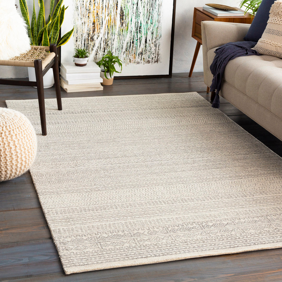 Lansing Geometric Hand-Tufted Wool Gray/Cream Area Rug Steelside™ Rug Size: Rectangle 5' x 7'6"