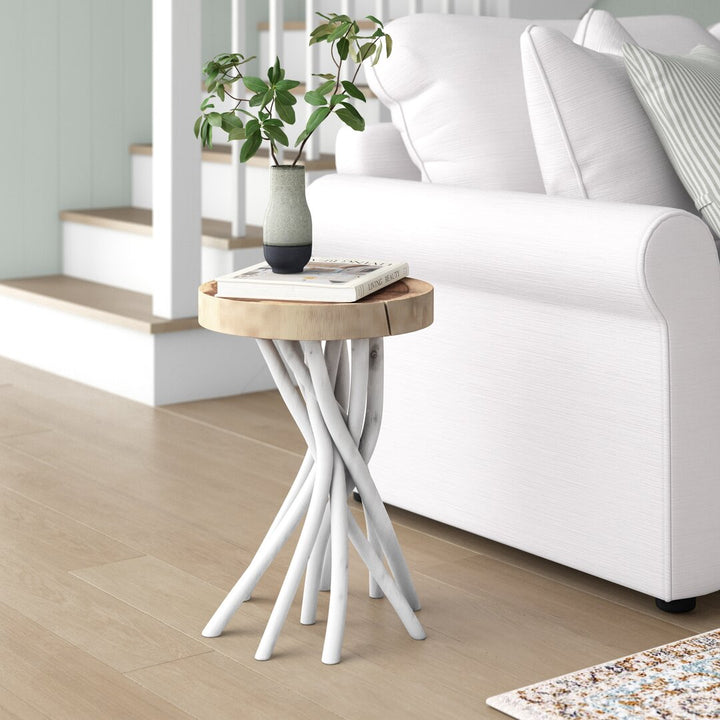 Selah Solid Wood Pedestal End Table Sand & Stable™ Table Base Color: White