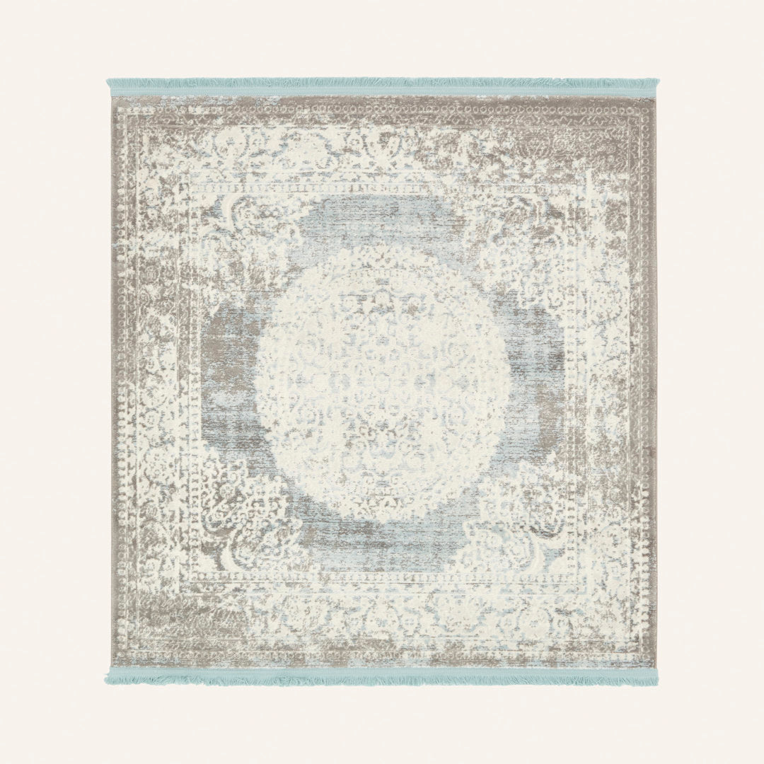 Teadora Gray/Light Blue/Ivory Area Rug Bungalow Rose Rug Size: Square 4'1"