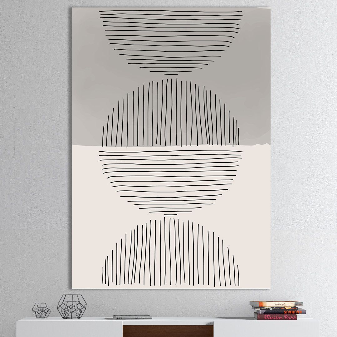 Minimal Geometric Lines and Circle IX - Wrapped Canvas Print East Urban Home Size: 46'' H x 36'' W x 1.5'' D