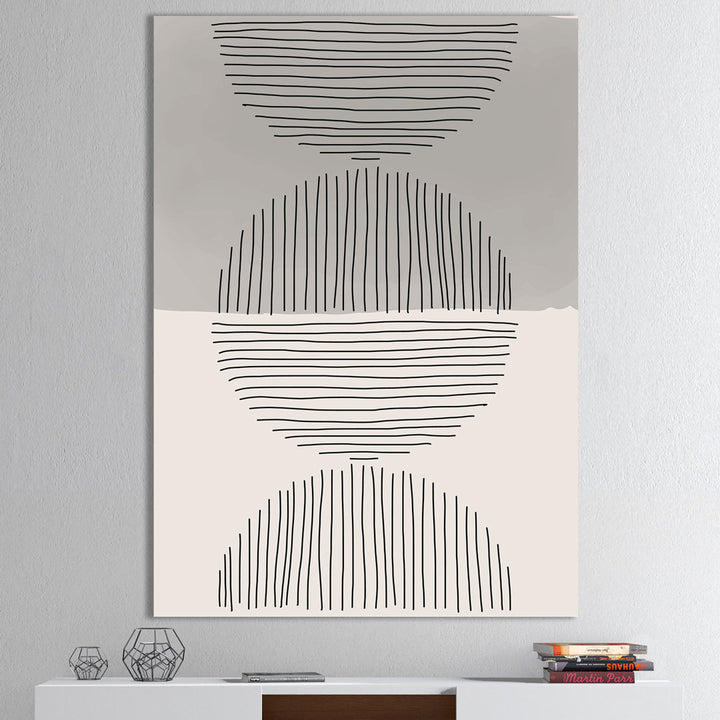 Minimal Geometric Lines and Circle IX - Wrapped Canvas Print East Urban Home Size: 46'' H x 36'' W x 1.5'' D