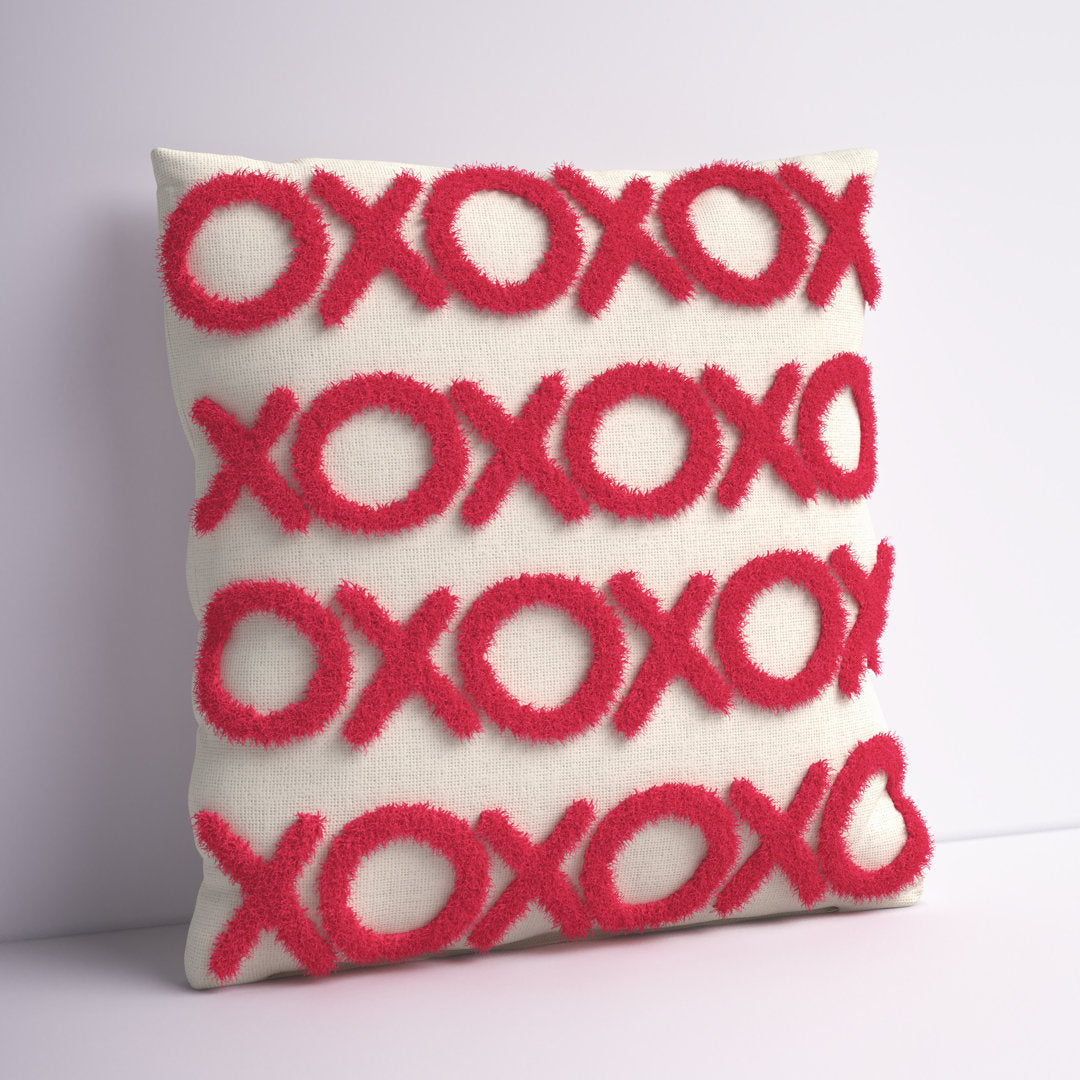 Casual Tufted XOXO Square Cotton Pillow Cover & Insert Mina Victory Color: Hot Pink