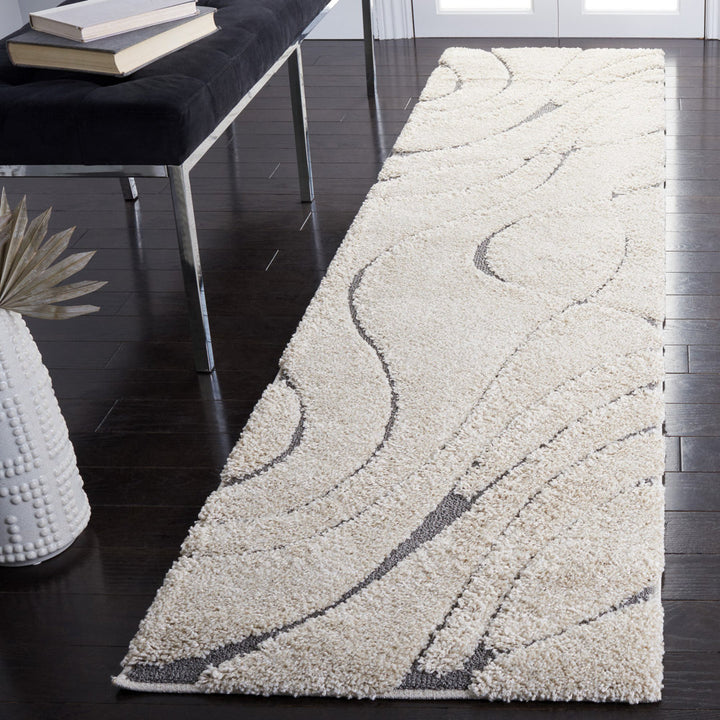 Ashal Abstract Cream/Gray Area Rug Wade Logan® Rug Size: Runner 2'3" x 15'