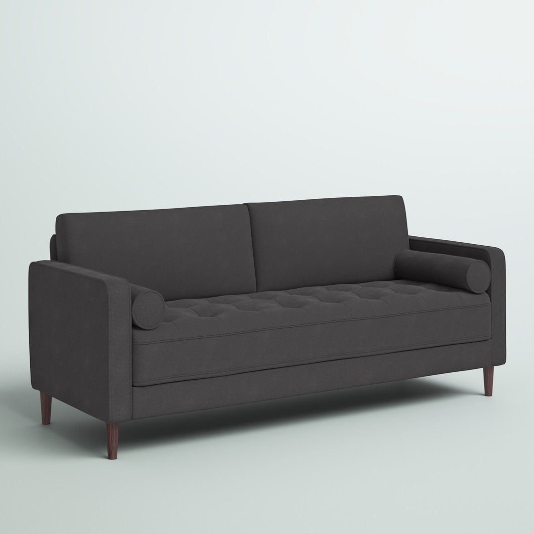 Garren 75.6'' Square Arm Tufted Sofa Mercury Row® Fabric: Heather Grey Linen