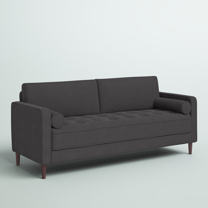 Garren 75.6'' Square Arm Tufted Sofa Mercury Row® Fabric: Heather Grey Linen