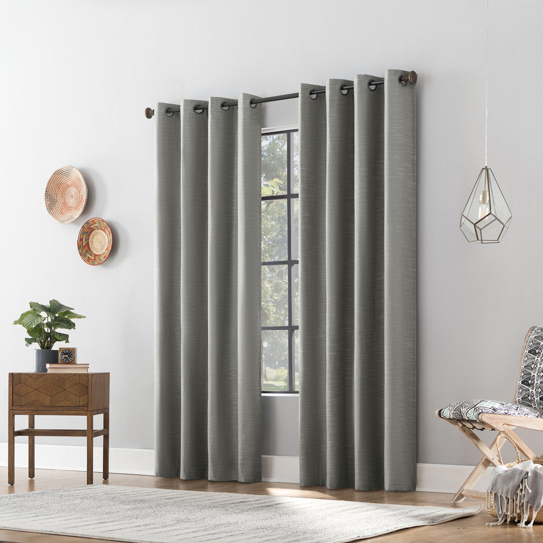 Attiya Textured Linen Blend Blackout Grommet Curtain Panel Wade Logan® Curtain Color: Gray Size per Panel: 50" W x 84" L