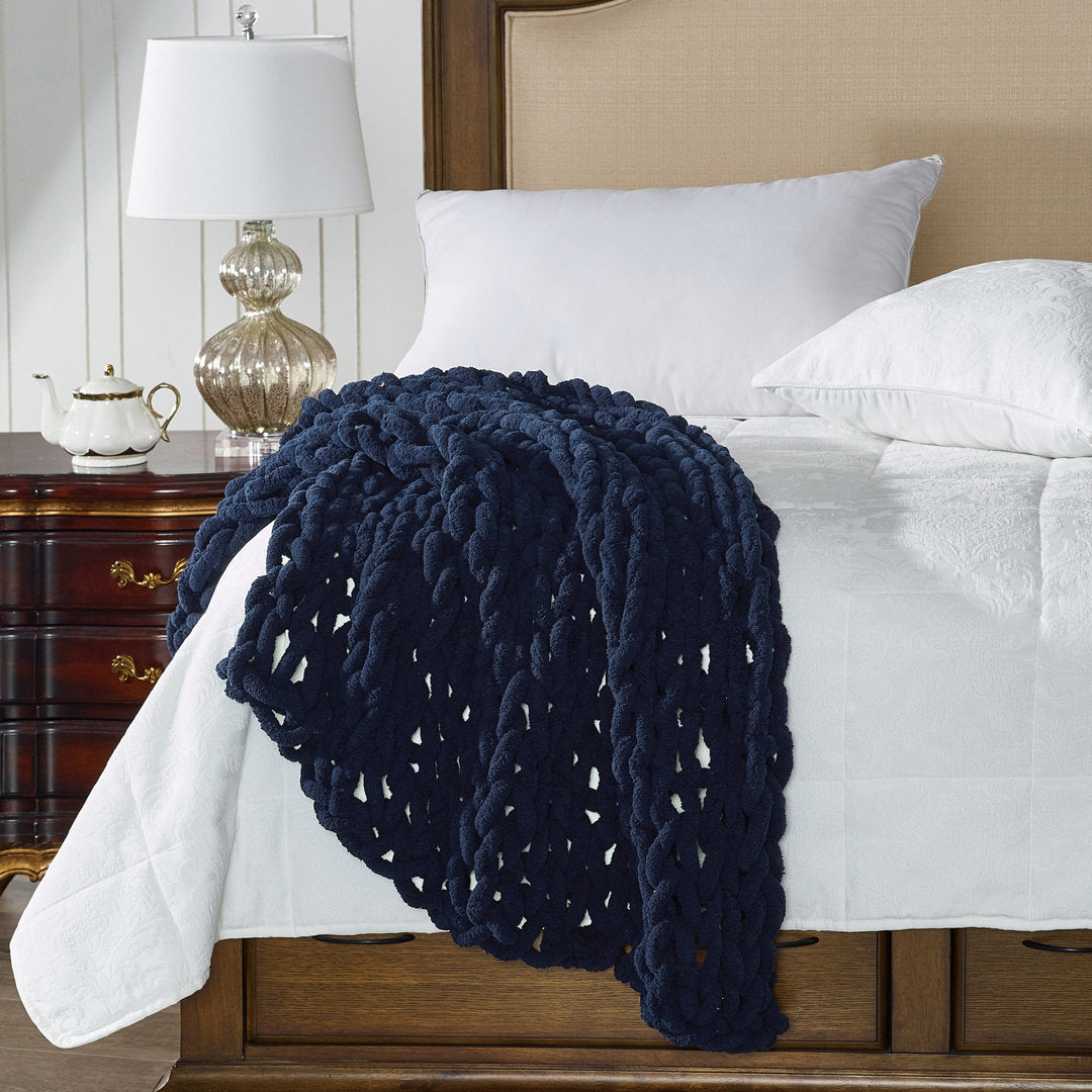Chenille Knitted Chenille Throw Donna Sharp Color: Navy