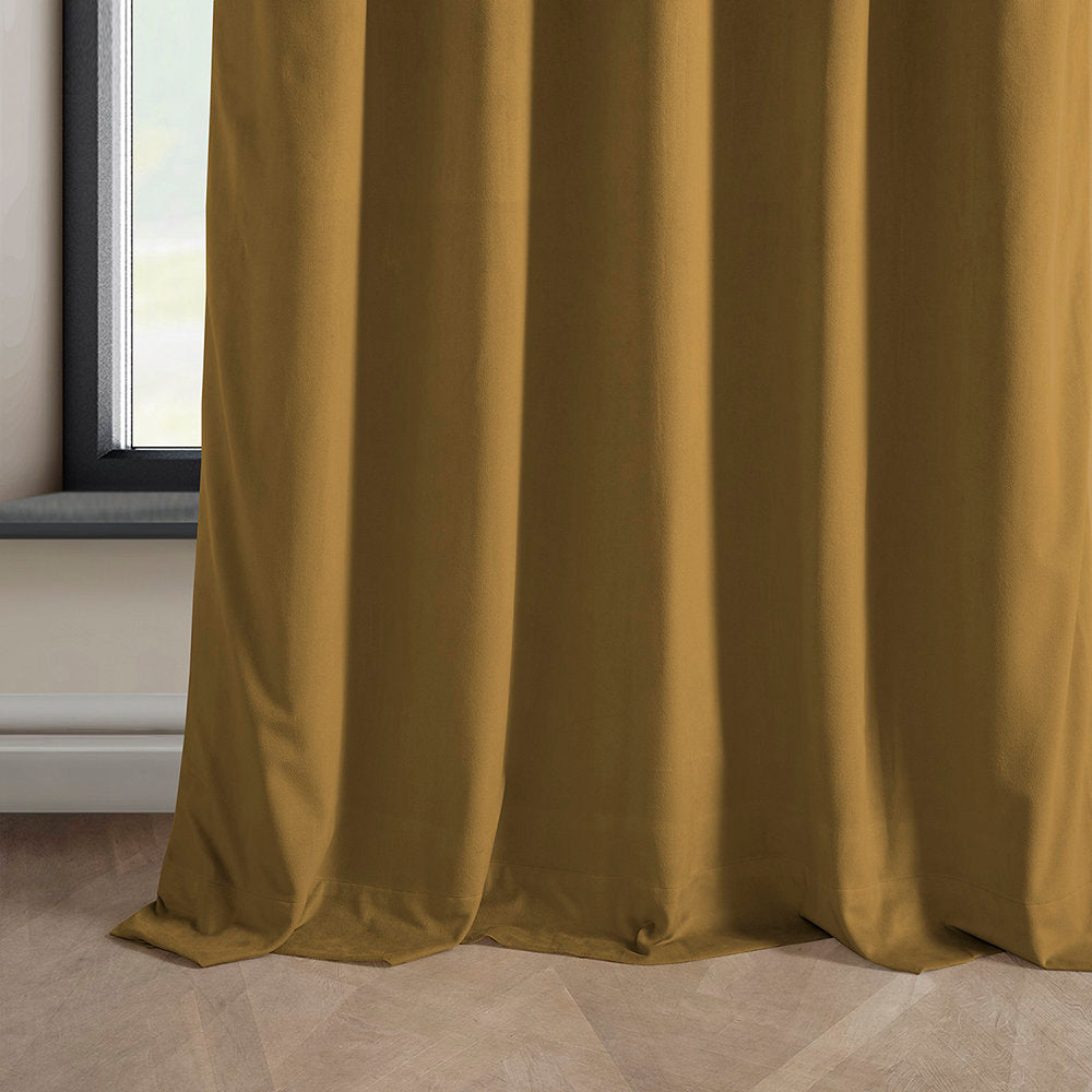 Matra Plush Velvet Curtains for Bedroom - Room Darkening Curtains for Living Room Window Single Panel AllModern Curtain Color: Retro Gold Size per Panel: 50" W x 120" L