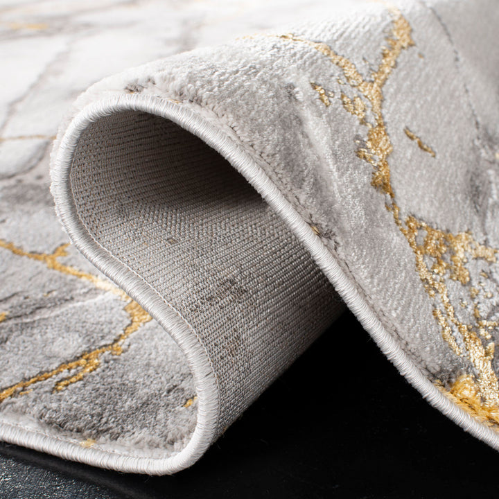 Swindle Abstract Grey/Gold Area Rug Wade Logan® Rug Size: Round 12'