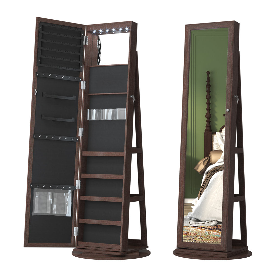 Chrisney 21.6'' Wide Jewelry Armoire with Mirror Loon Peak® Color: Brown