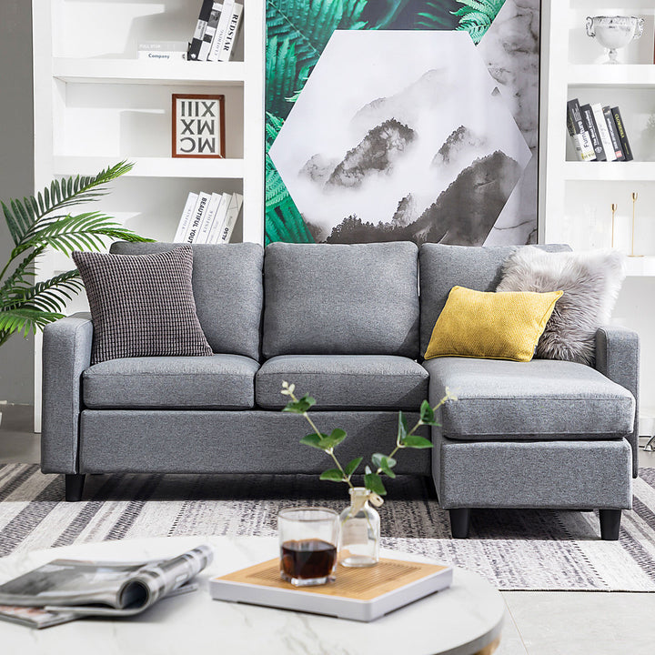 Campbelltown 78.5" Wide Reversible Sofa & Chaise with Ottoman Andover Mills™ Fabric: Gray Polyester Blend