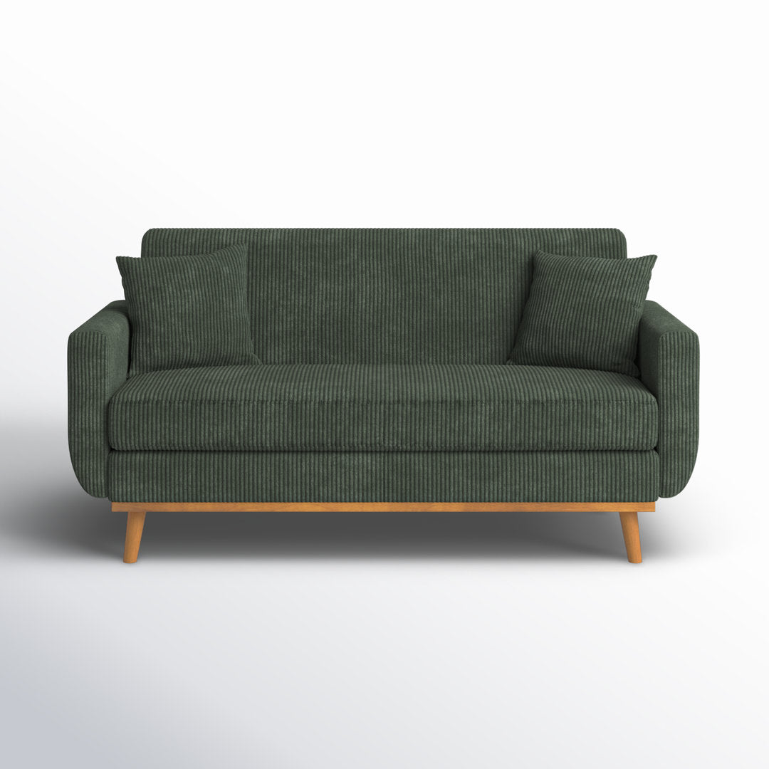 Artina 65'' Square Arm Loveseat Wade Logan® Fabric: Dark Green Corduroy