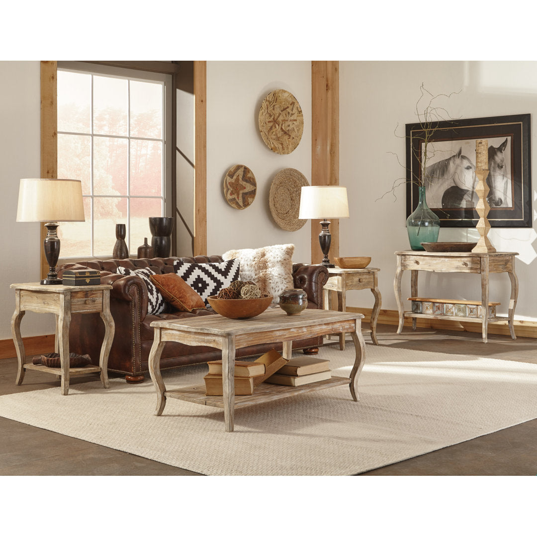 Deborah 42" Wide Rustic Industrial Antique Wooden Rectangular Coffee Table With 1 Shelf Kelly Clarkson Home