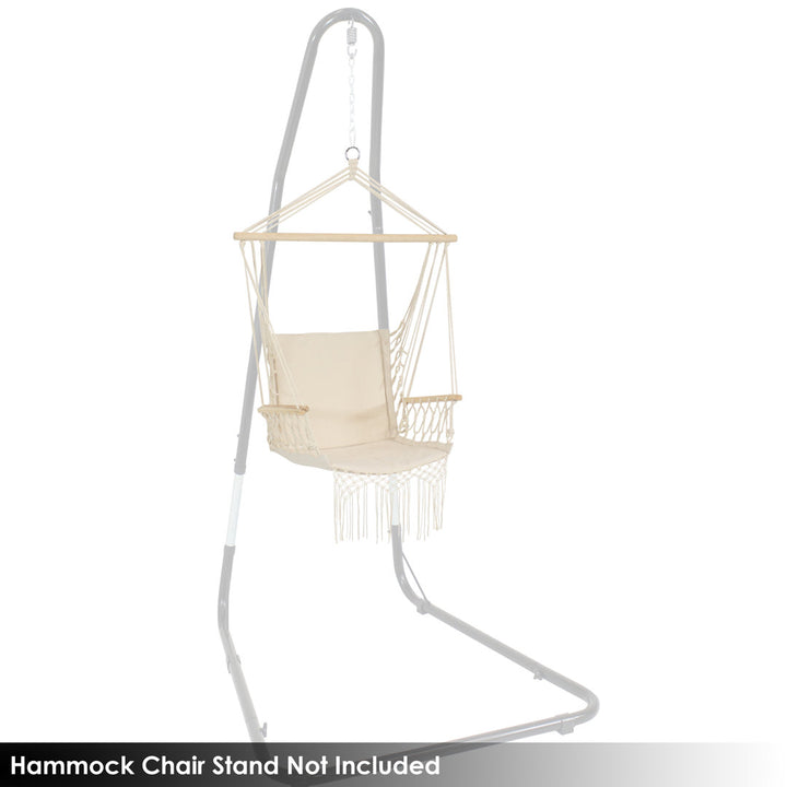 Jacklyn Polycotton Indoor or Outdoor Hammock Hanging Chair with Armrests - Natural Dakota Fields