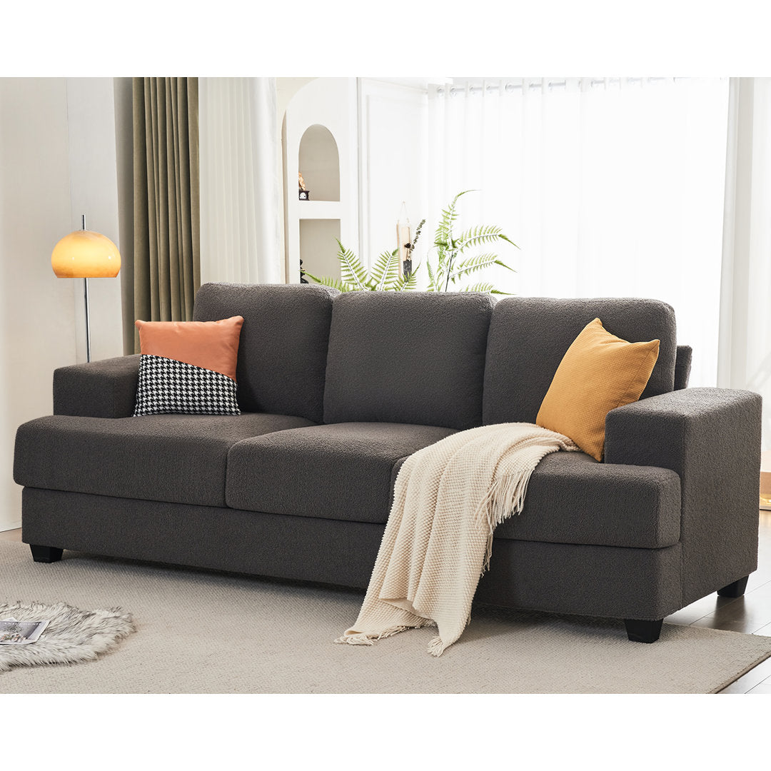 Belosic 89" Upholstered Deep Seat 3 Seater Sofa Wade Logan® Fabric: Gray Boucle