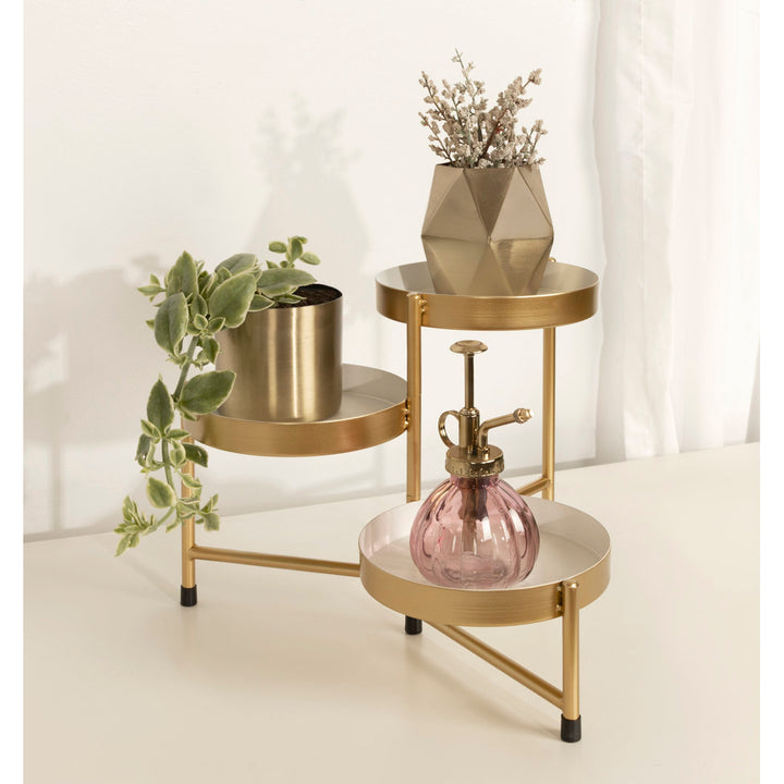 Oquendo Round Multi-tiered Plant Stand Ivy Bronx Color: White/Gold