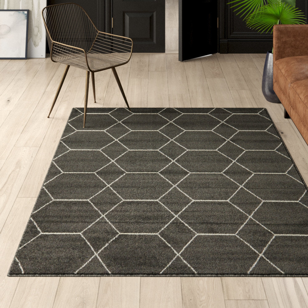 Debrodie Geometric Dark Gray Area Rug George Oliver Rug Size: Rectangle 10' x 13'