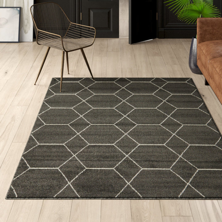 Debrodie Geometric Dark Gray Area Rug George Oliver Rug Size: Rectangle 10' x 13'
