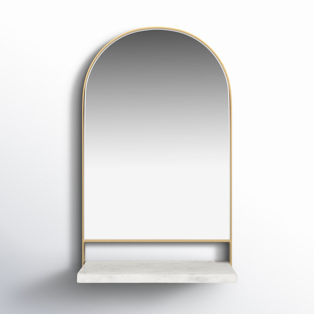 Cielo with Shelves Wall Mirror Joss & Main Size: 20" x 12" Finish: Gold/White